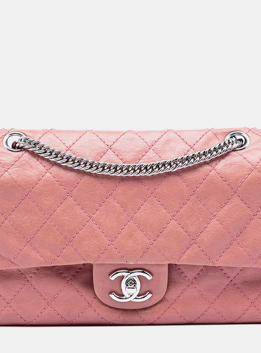 Chanel Classic Medium Pink Washed Lambskin Leather Double Flap Bag