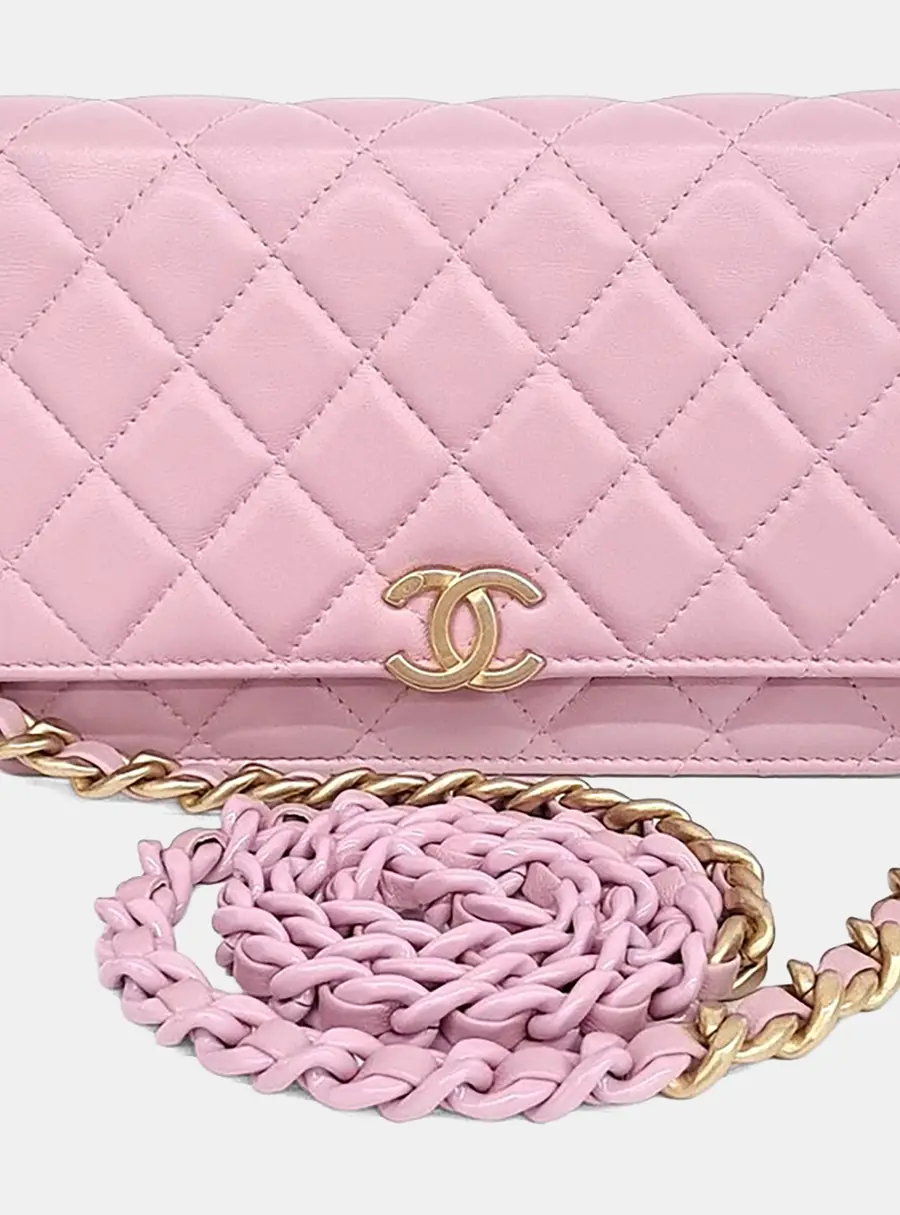 Chanel Wallet on Chain Pink Lambskin Leather Crossbody Bag