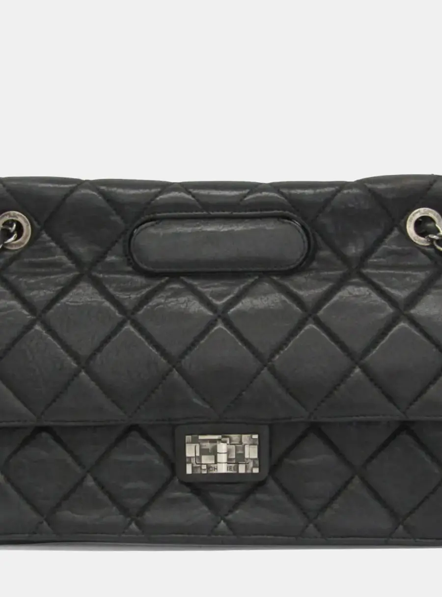 Chanel 2.55 Black Leather Shoulder Bag