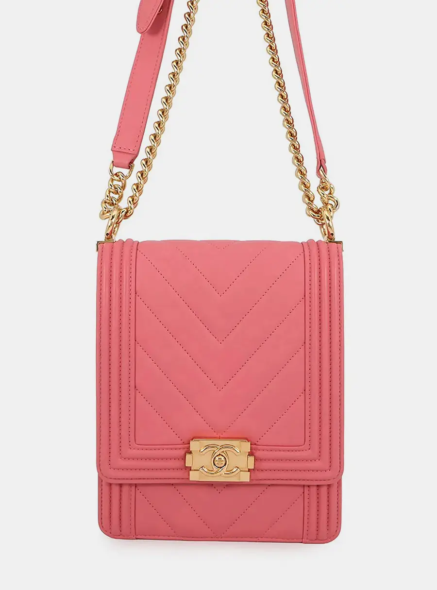 Chanel Boy Small Pink Lambskin Leather Shoulder Bag
