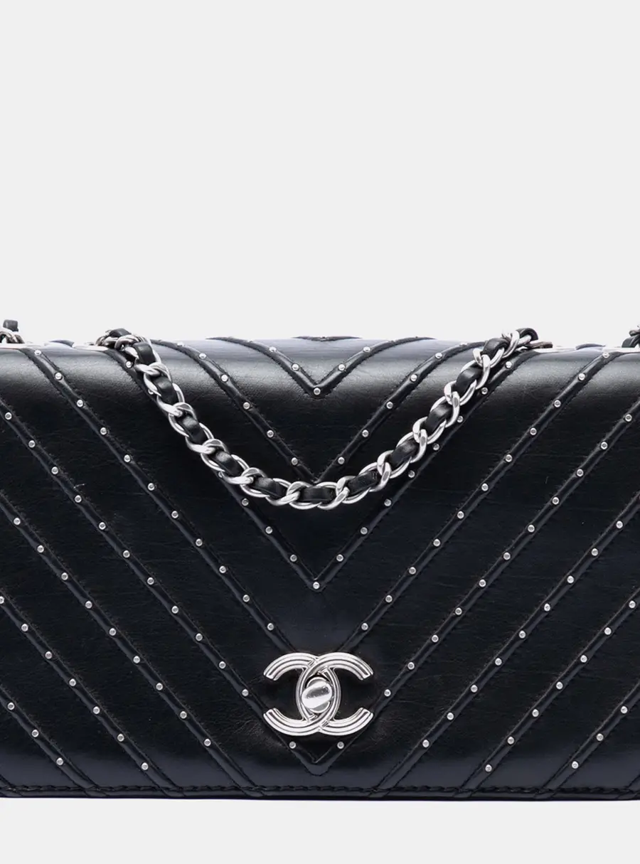 Chanel Flap Bag Black Lambskin Leather Shoulder Bag