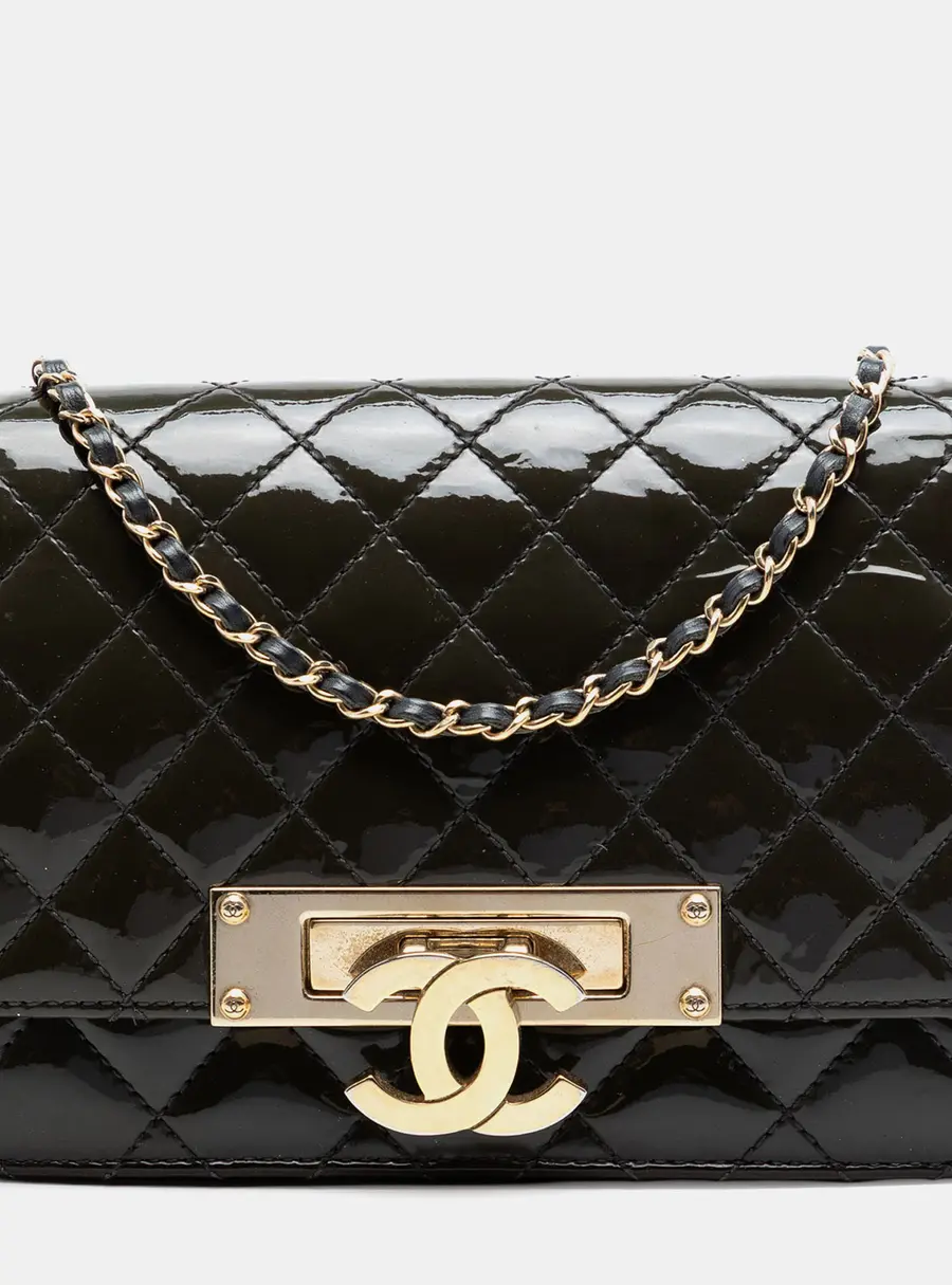 Chanel Golden Class Wallet on Chain Black Patent Leather Shoulder Bag
