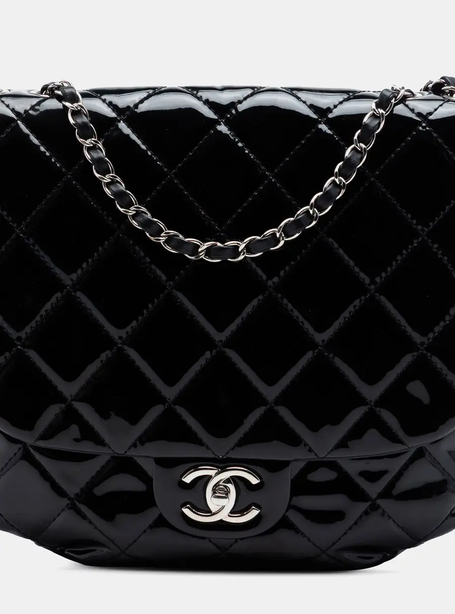 Chanel Bubble CC Flap Medium Black Patent Leather Shoulder Bag