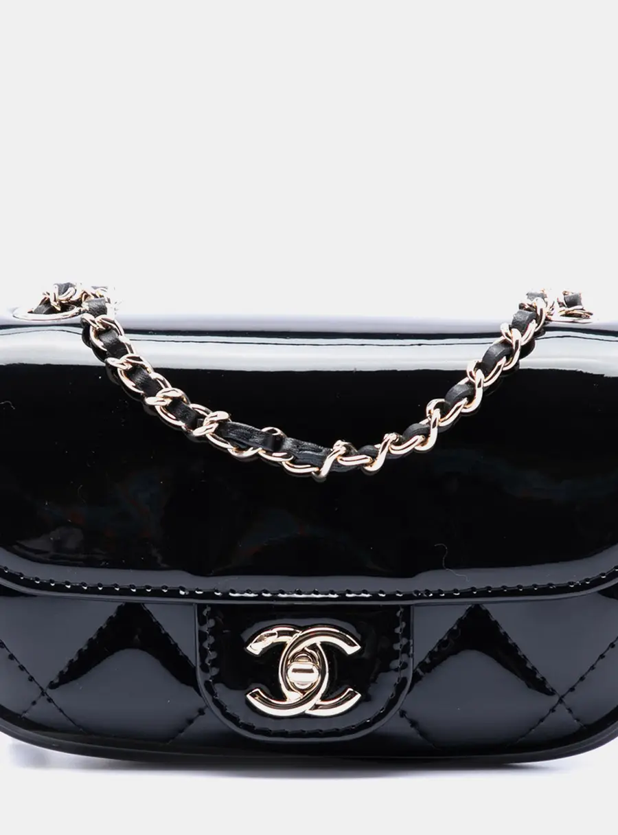 Chanel Single Flap Mini Black Patent Leather Crossbody Bag