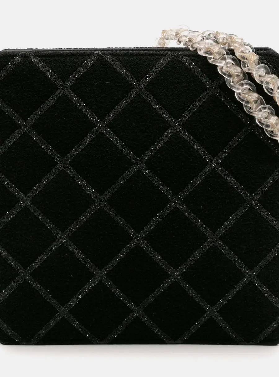 Chanel Black Tweed and Resin Zipped Chain Shopping Bag