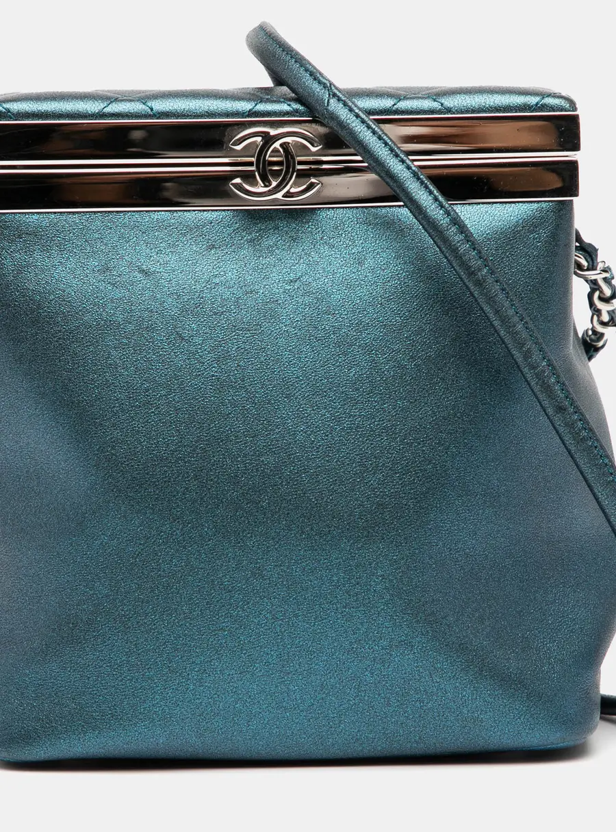 Chanel Blue CC Metallic Calfskin Vanity Bag