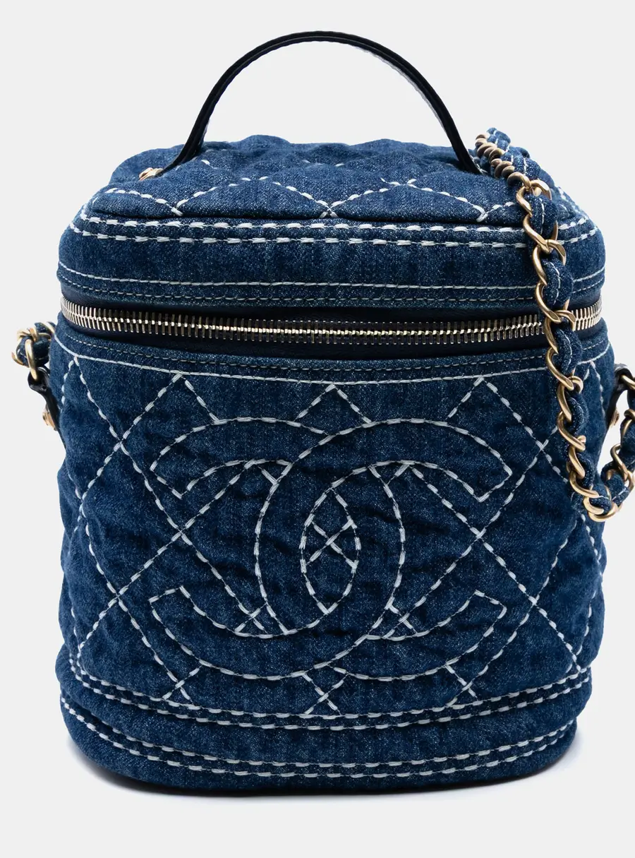 Chanel Trip Vanity Case Blue Denim Vanity Bag