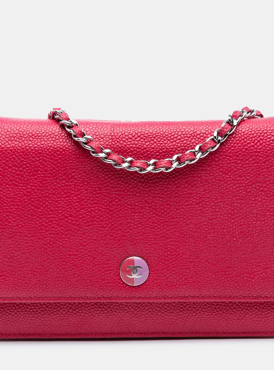 Chanel Bicolor CC Mini Pink Caviar Leather Wallet On Chain Crossbody Bag