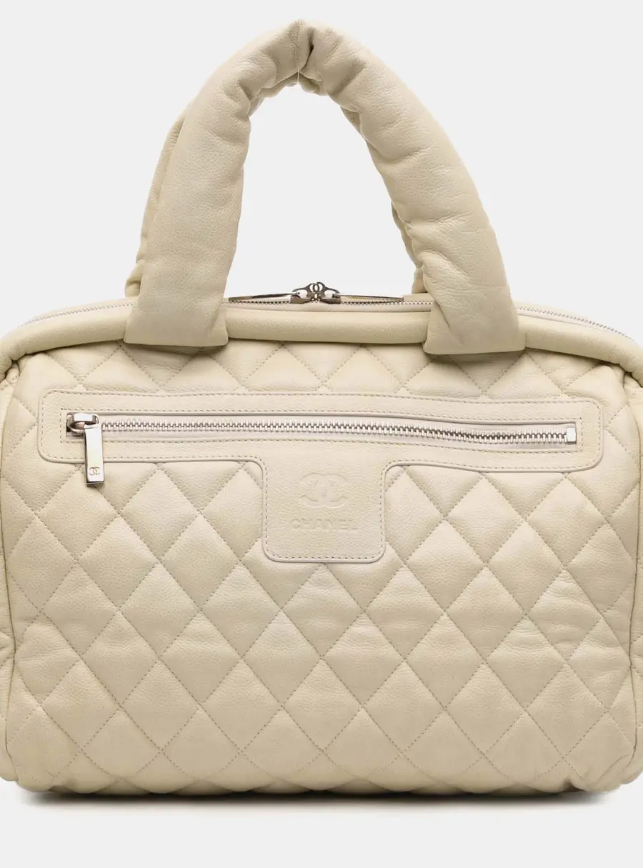 Chanel Beige Quilted Caviar Coco Cocoon Bowler Bag