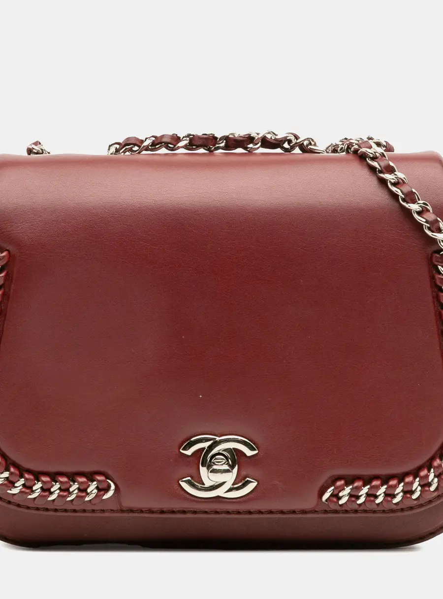 Chanel Braided Chic Flap Small Burgundy Calfskin Leather Shoulder Bag