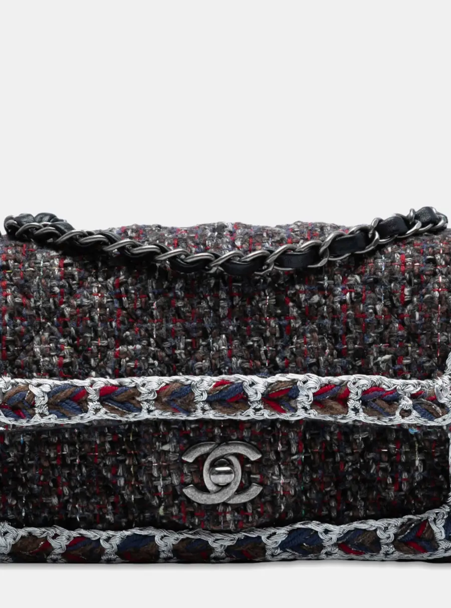 Chanel Mini Rectangular Classic Black Tweed Shoulder Bag