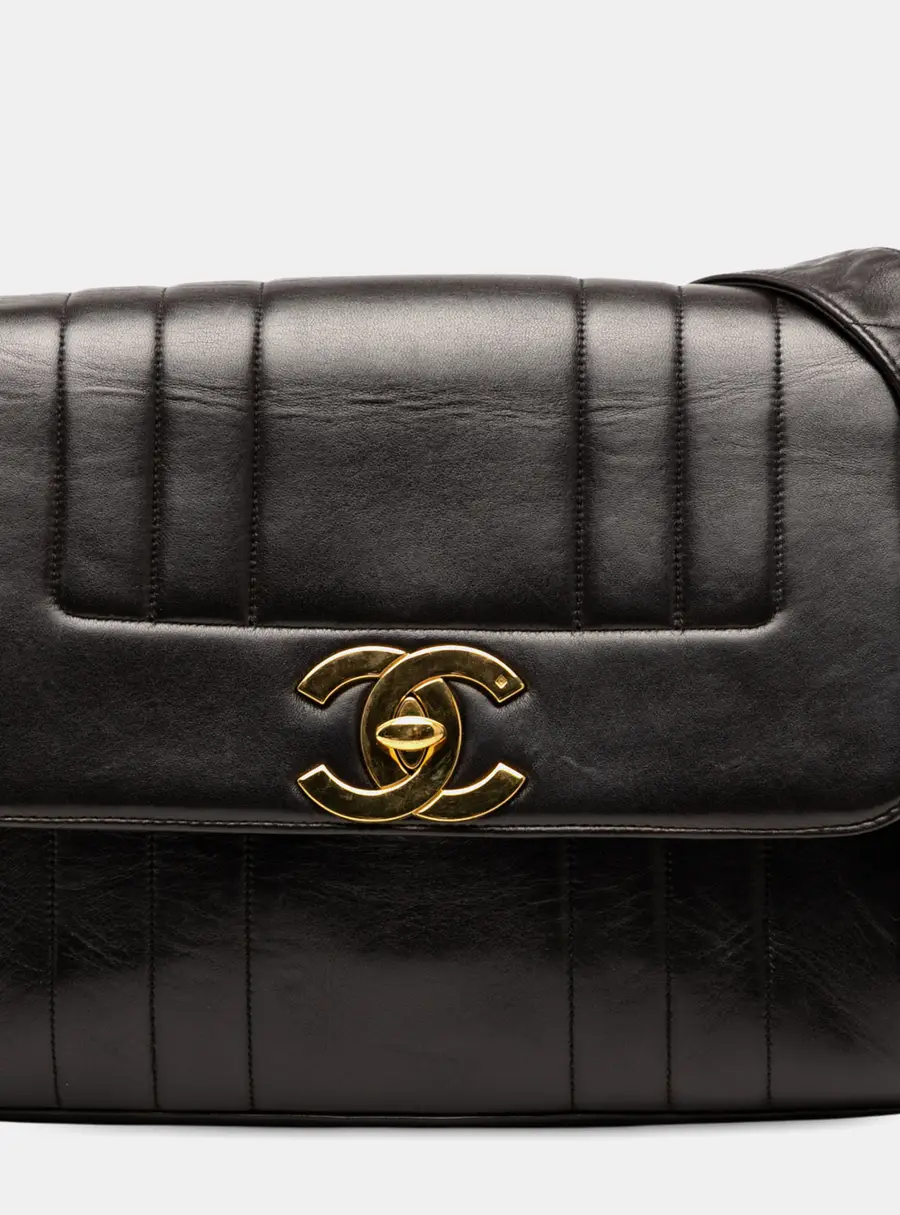Chanel Vertical Quilt Black Lambskin Leather Flap Bag