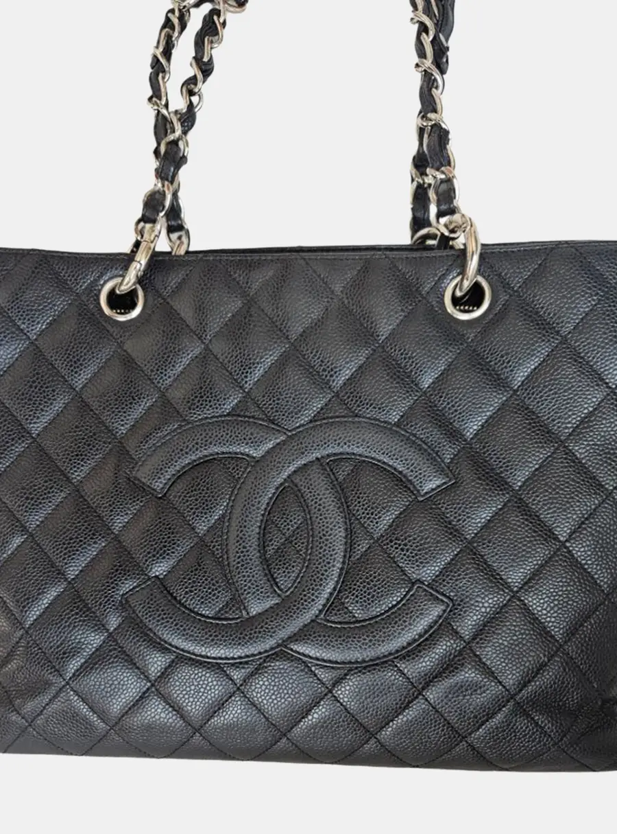 Chanel Black Caviar Leather Grand Shopper SHW Tote Bag