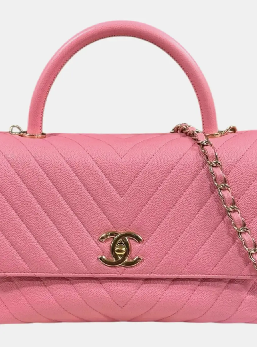 Chanel Coco Handle Pink Caviar Leather Shoulder Bag