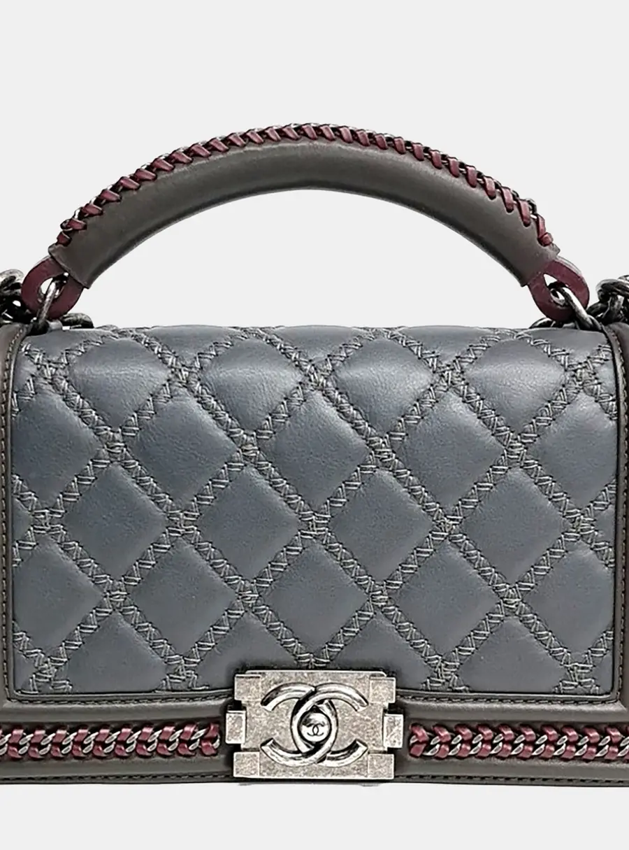 Chanel Boy Medium Multicolor Calfskin Leather Top Handle Bag