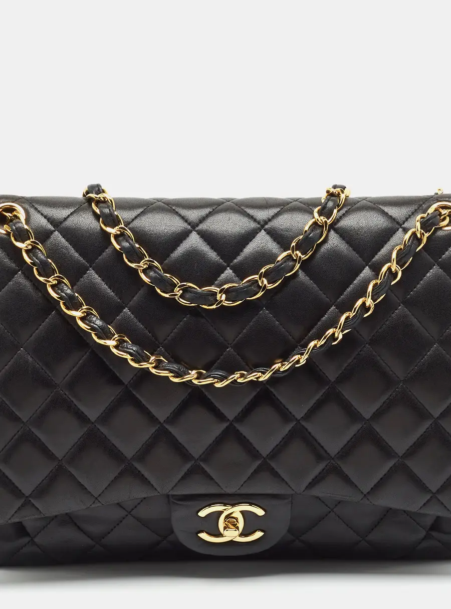 Chanel Classic Double Flap Maxi Black Quilted Leather Bag
