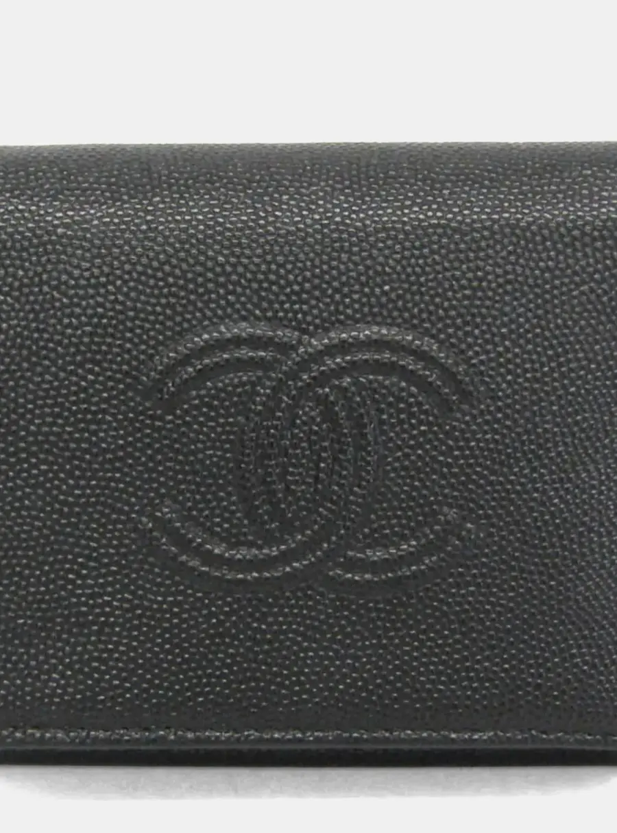 Chanel Coco Mark Wallet Black Grained Calfskin Leather Wallet Bag