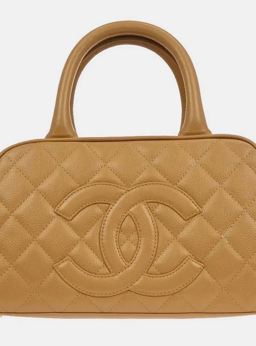 Chanel Beige Calfskin Bowling Bag