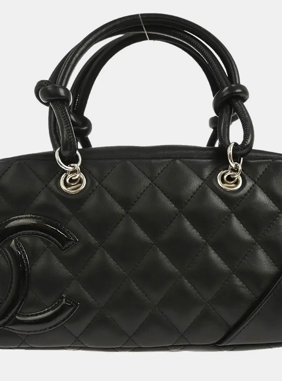Chanel Cambon Ligne Small Black Quilted Calfskin Leather Tote Bag