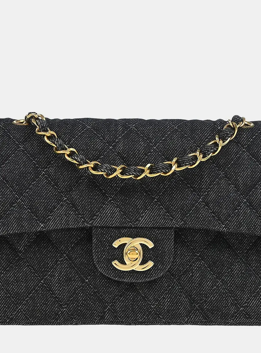Chanel Indigo Denim Small Classic Double Flap Shoulder Bag