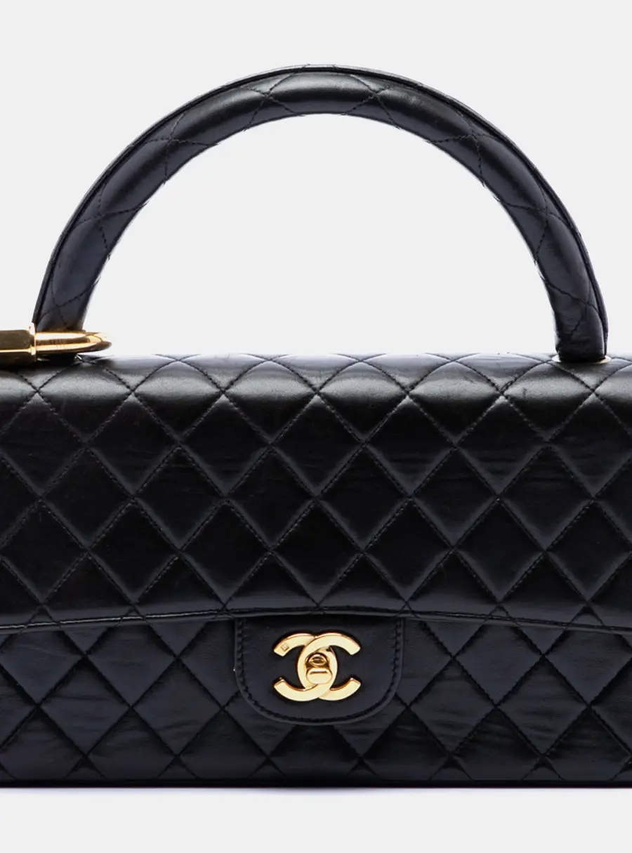 Chanel Black Medium Lambskin Kelly Parent Top Handle Bag