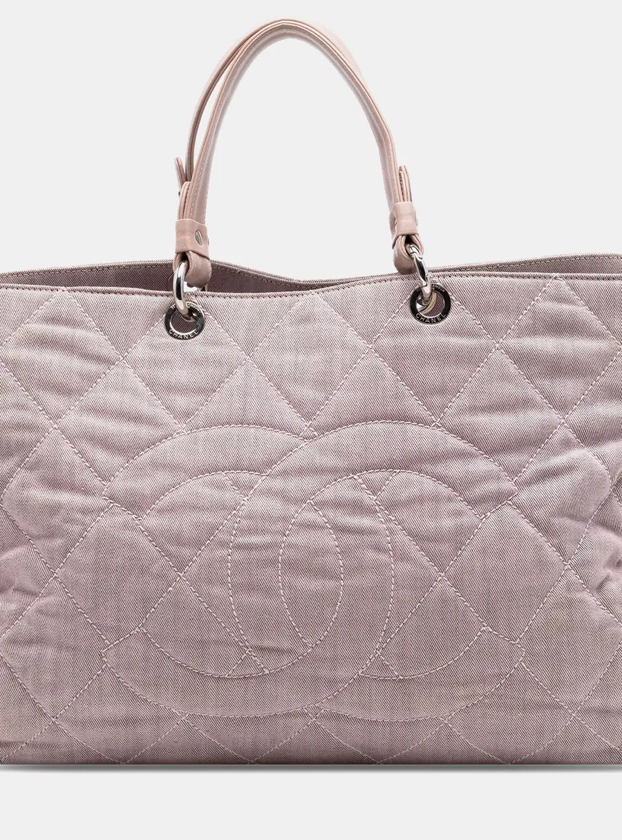 Chanel Large Pink Denim Top Handle Bag