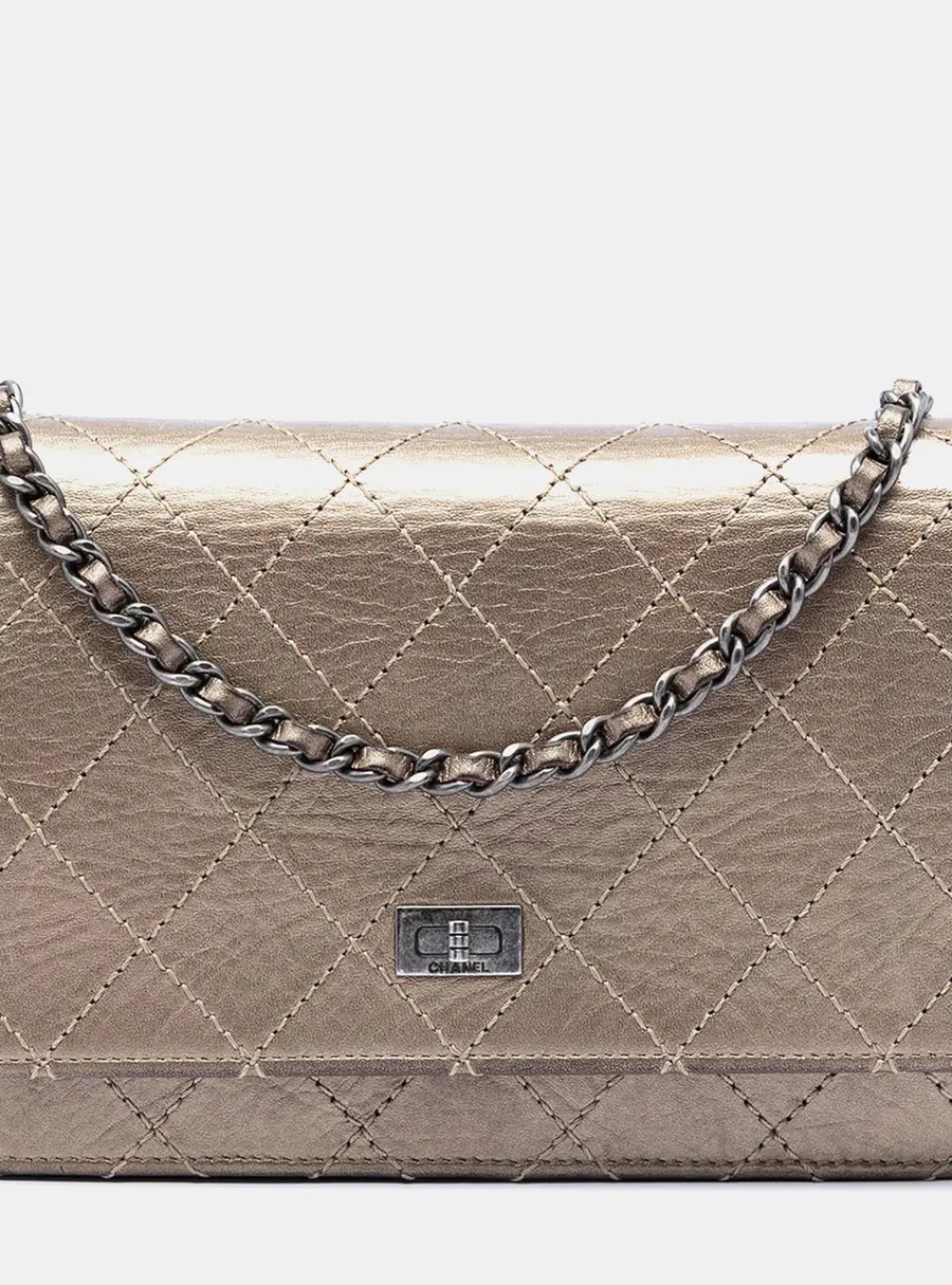 Chanel Reissue 2.55 Wallet On Chain Champagne Aged Calfskin Leather Wallet Bag