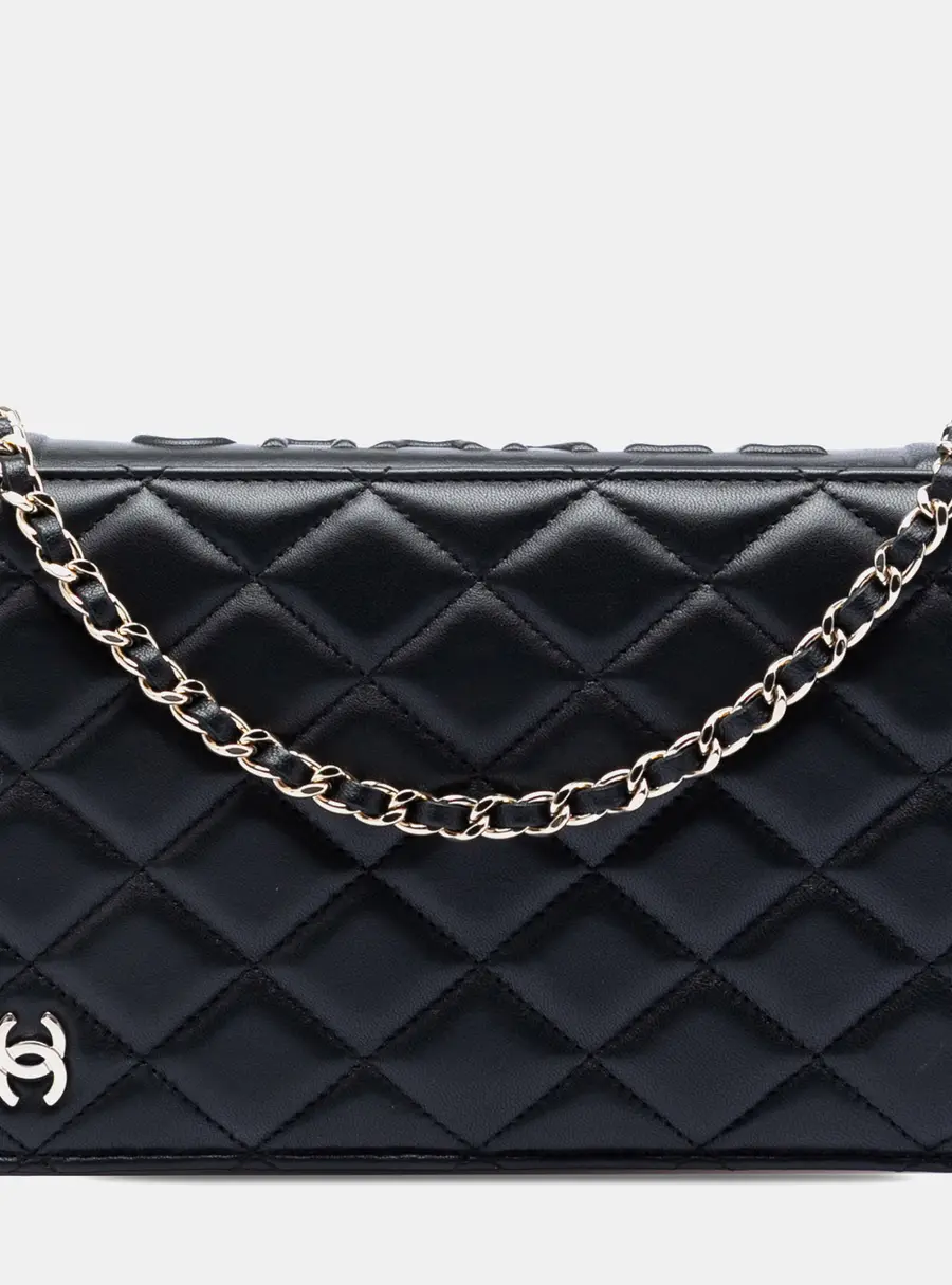 Chanel Wallet on Chain Black Lambskin Leather Crossbody Bag