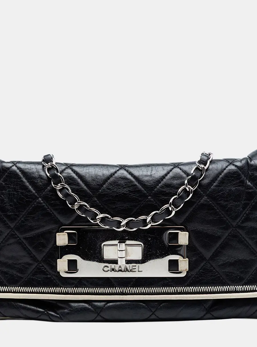 Chanel Reissue East West Flap Black Lambskin Leather Shoulder Bag