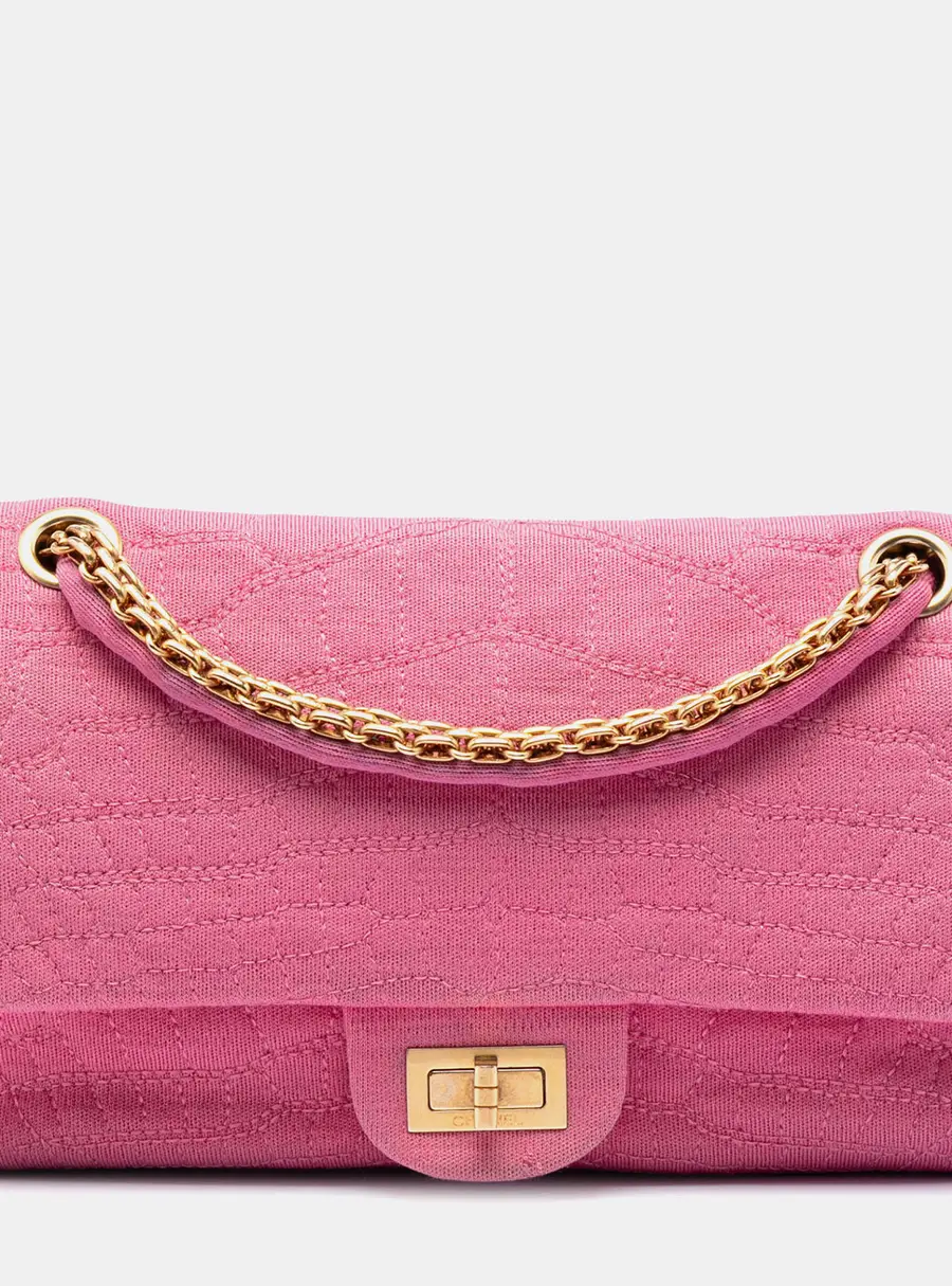 Chanel Reissue 2.55 225 Pink Jersey Fabric Double Flap Bag