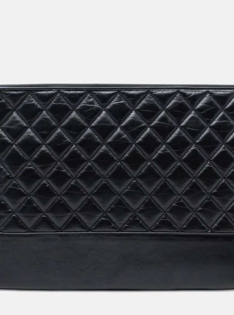 Chanel Gabrielle Large Black Aged Calfskin Leather O Case Bag