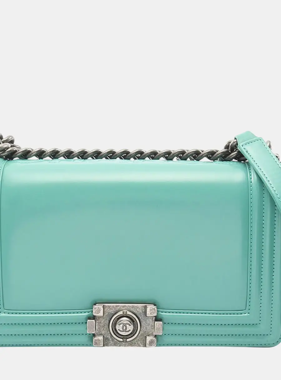 Chanel Boy Old Medium Mint Patent Leather Shoulder Bag