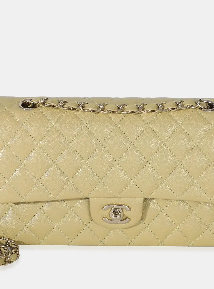 Chanel Classic Medium Olive Caviar Leather Double Flap Bag