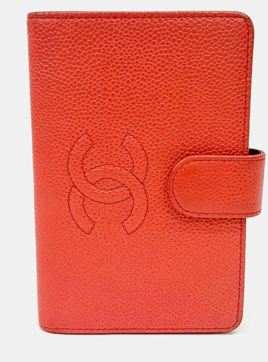 Chanel Medium Orange Caviar Leather Wallet Bag