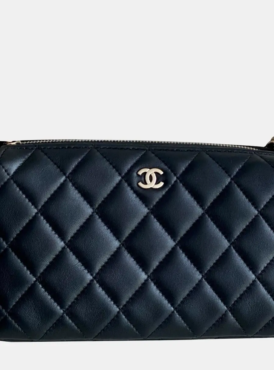 Chanel Small Black Lambskin Leather Shoulder Bag
