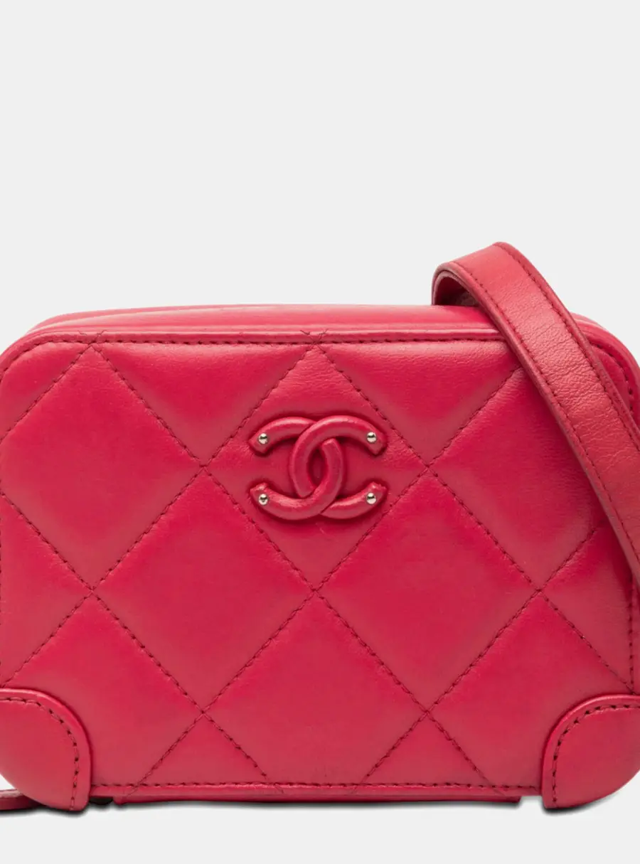 Chanel Pink Chanel Covered CC Quilted Lambskin Mini Pink Camera Crossbody Bag