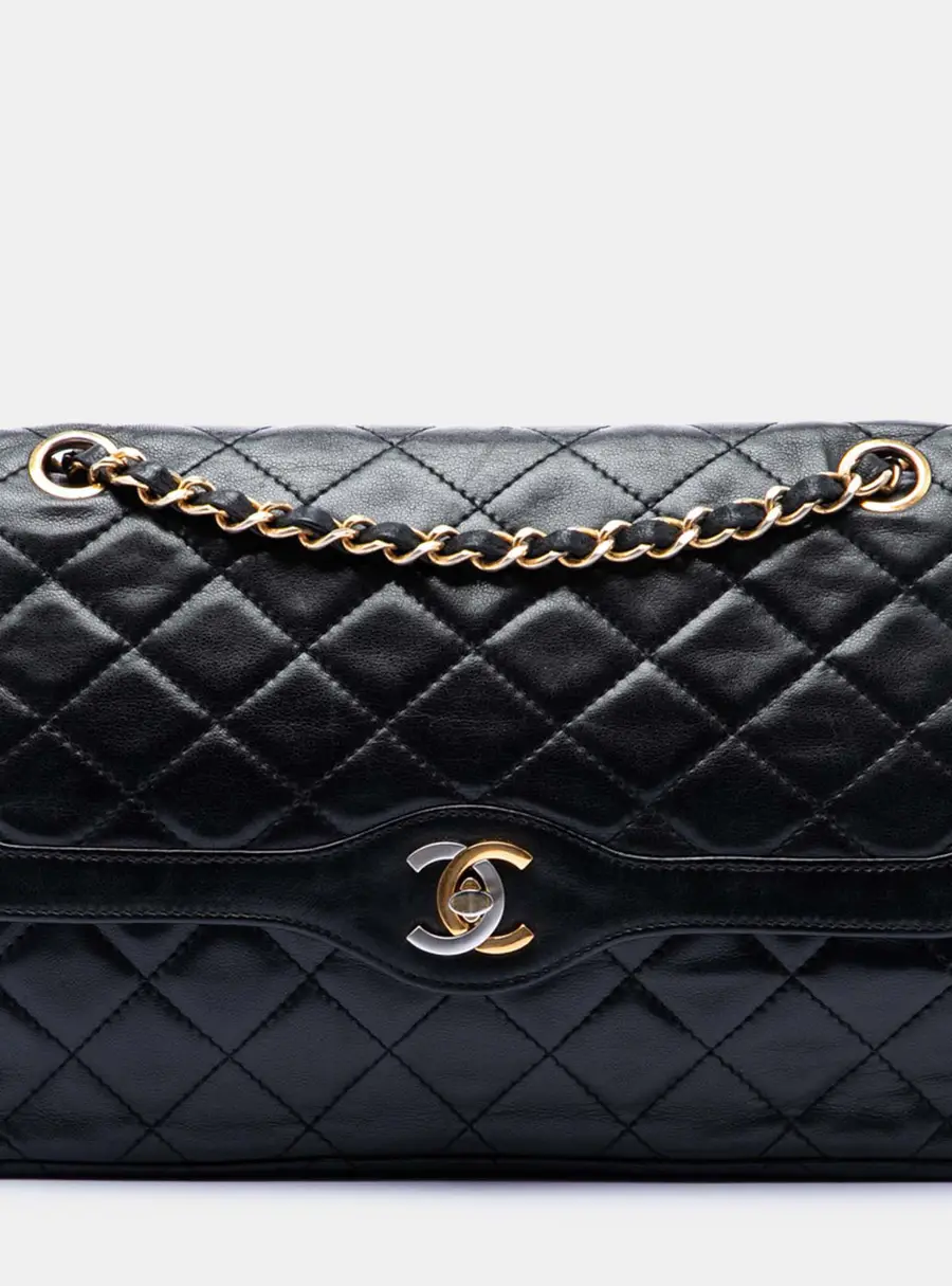 Chanel Paris Limited Edition Medium Black Quilted Lambskin Shoulder Bag