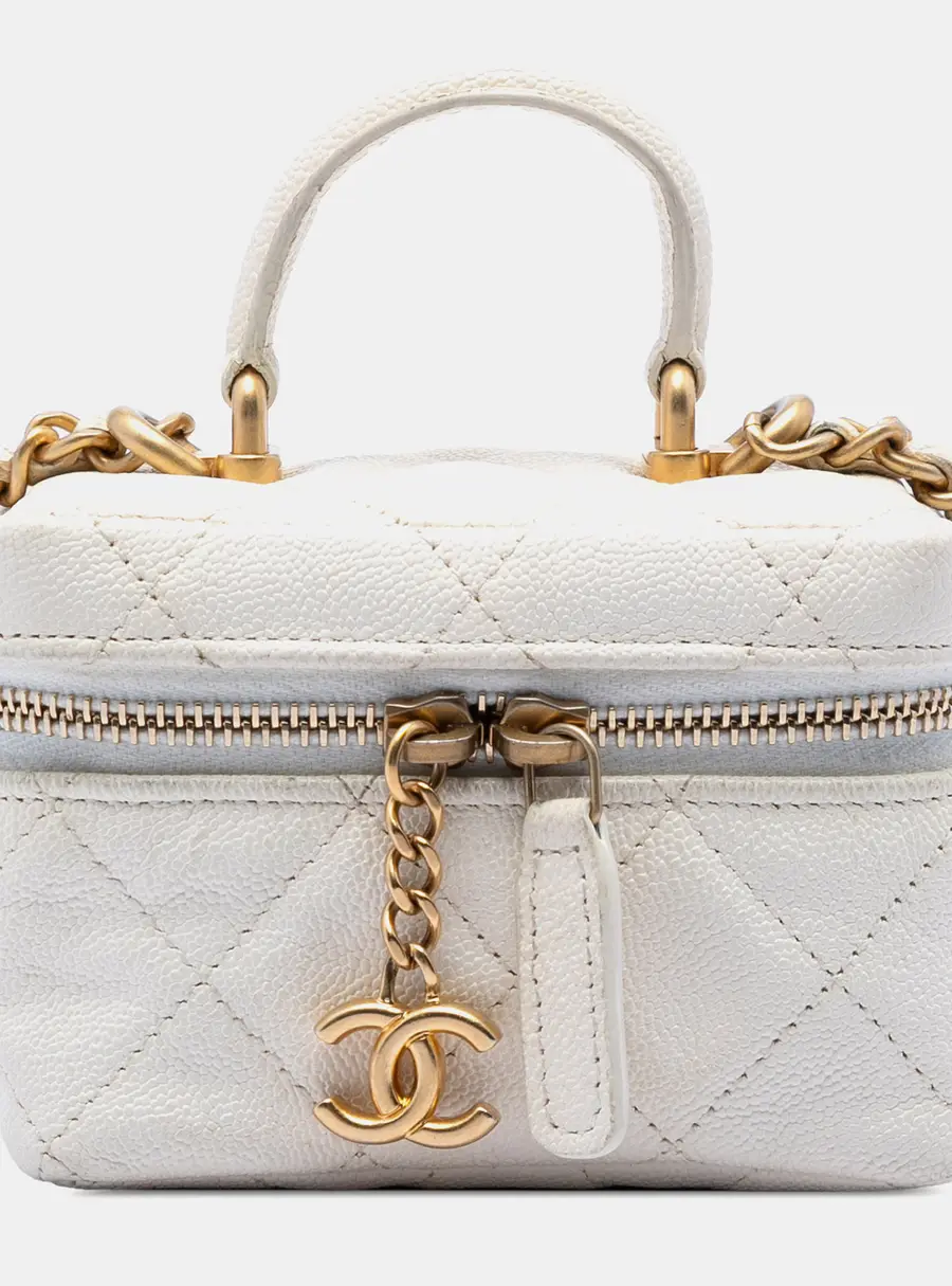 Chanel Classic Mini Black Caviar Leather Vanity Case Bag