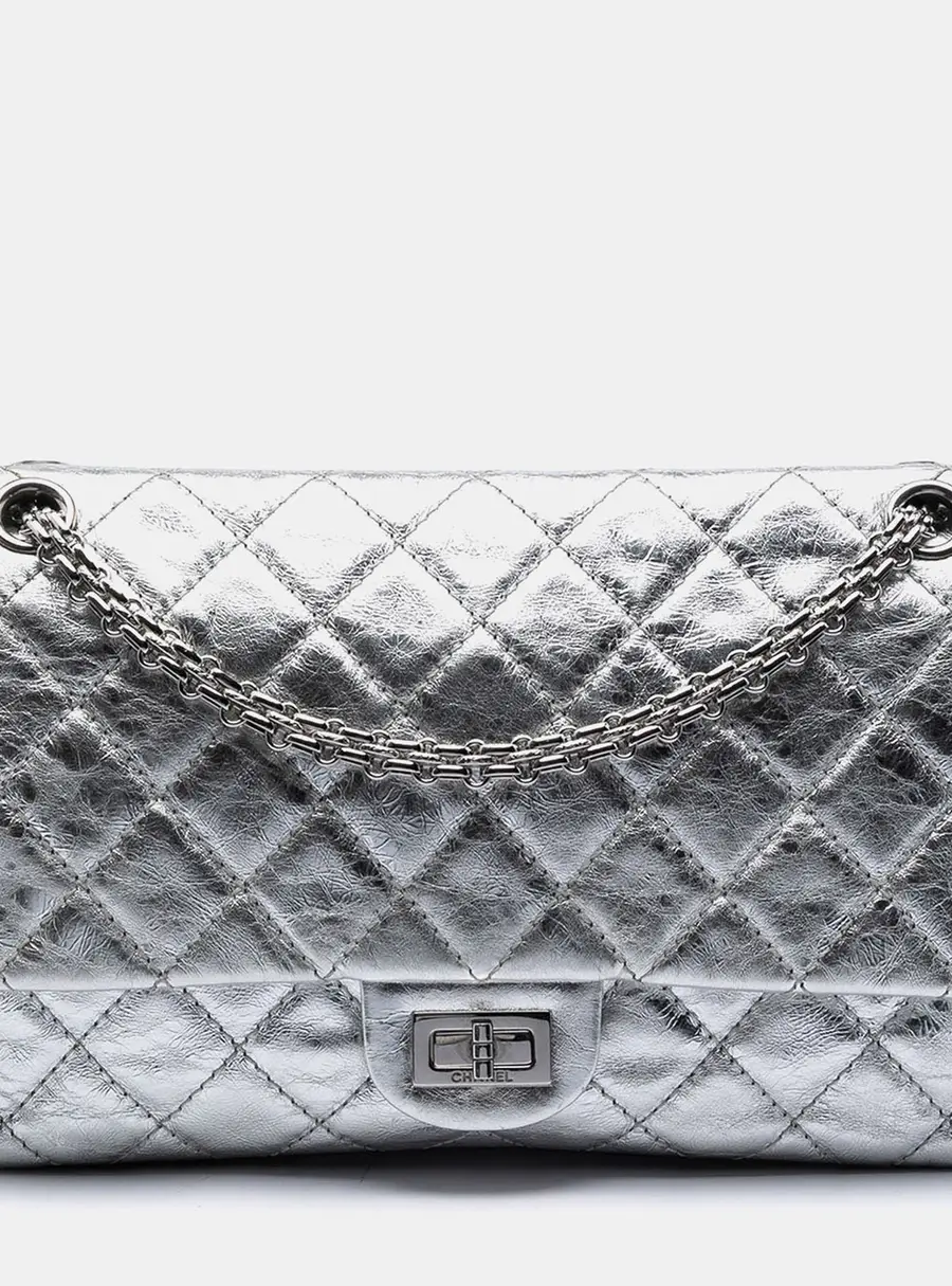 Chanel Reissue 2.55 226 Silver Metallic Aged Calfskin Flap Bag