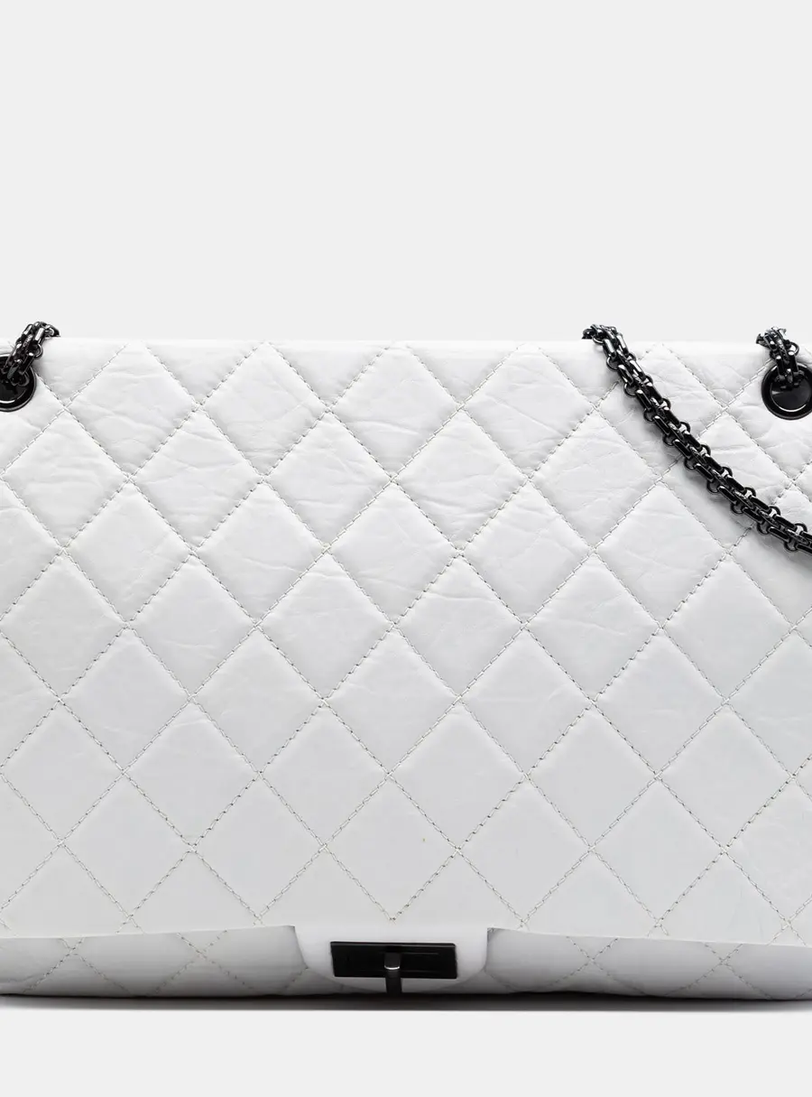 Chanel Reissue 2.55 Maxi White Aged Calfskin Single Flap Bag