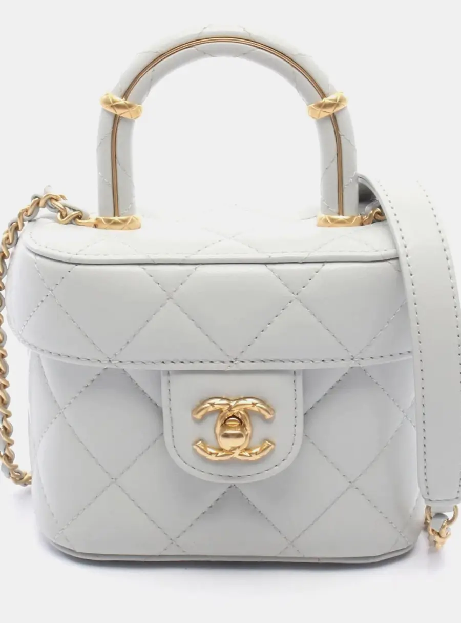 Chanel Matelasse Vanity Small Light Blue Lambskin Shoulder Bag