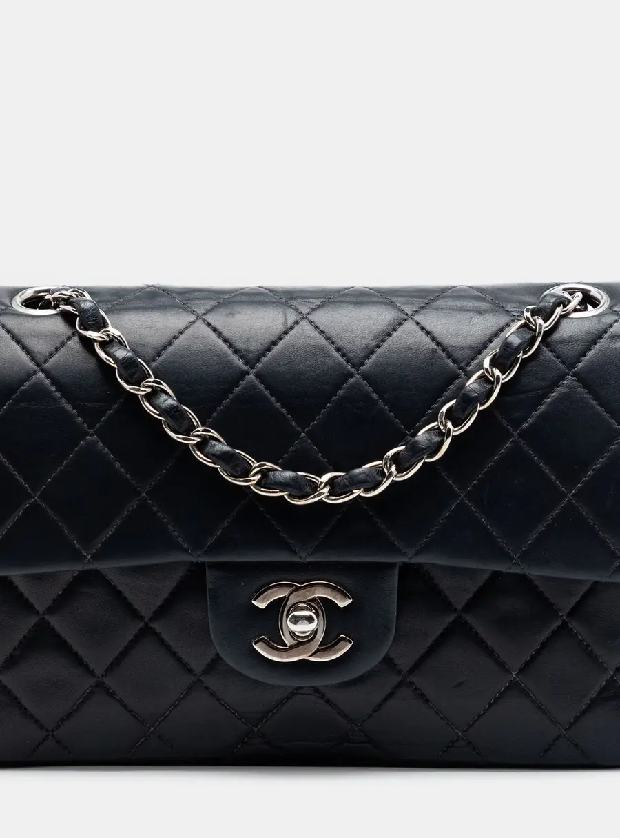Chanel Classic Small Black Lambskin Silver Hardware Flap Bag