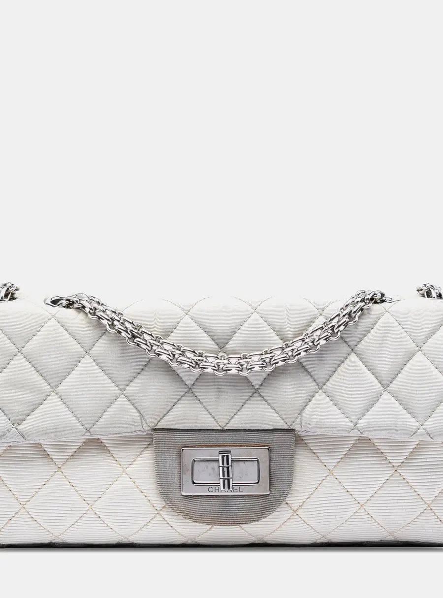 Chanel Reissue 2.55 East West Flap Small Tricolor Quilted Jersey Shoulder Bag