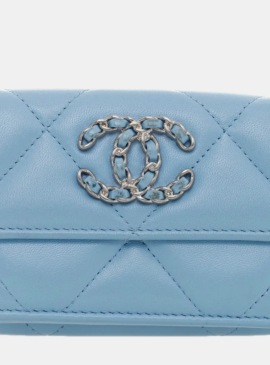 Chanel 19 Wallet On Chain Light Blue Lambskin Leather Flap Bag