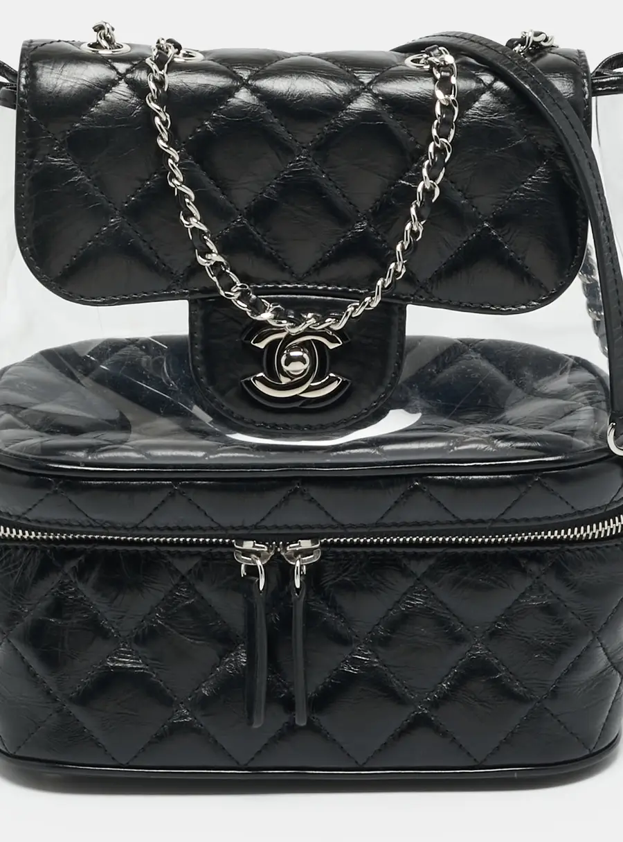 Chanel Aquarium Black/Clear Leather and PVC Shoulder Bag