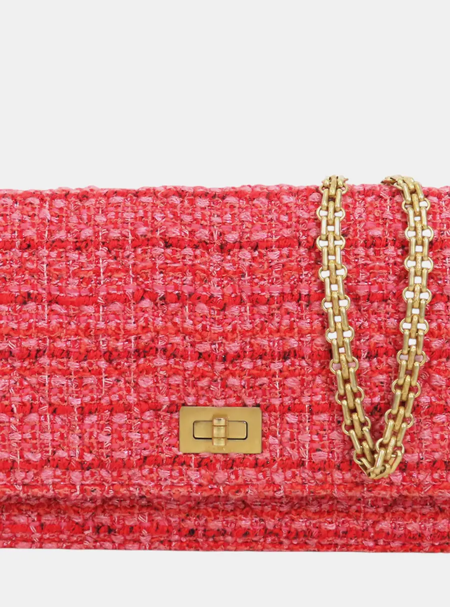 Chanel Reissue 2.55 Wallet On Chain Pink Red Tweed Shoulder Bag