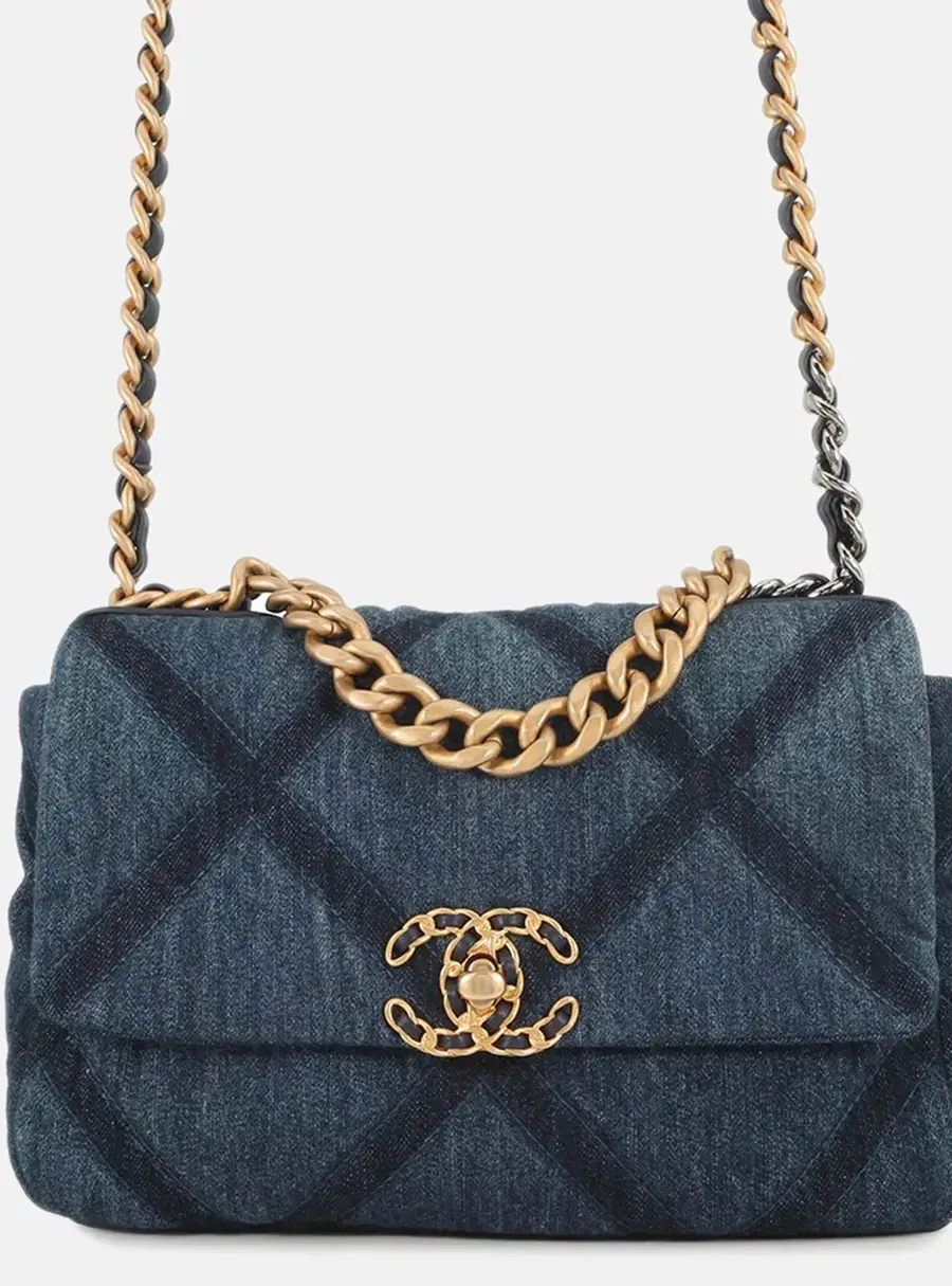 Chanel 19 Medium Blue Denim Quilted Flap Bag