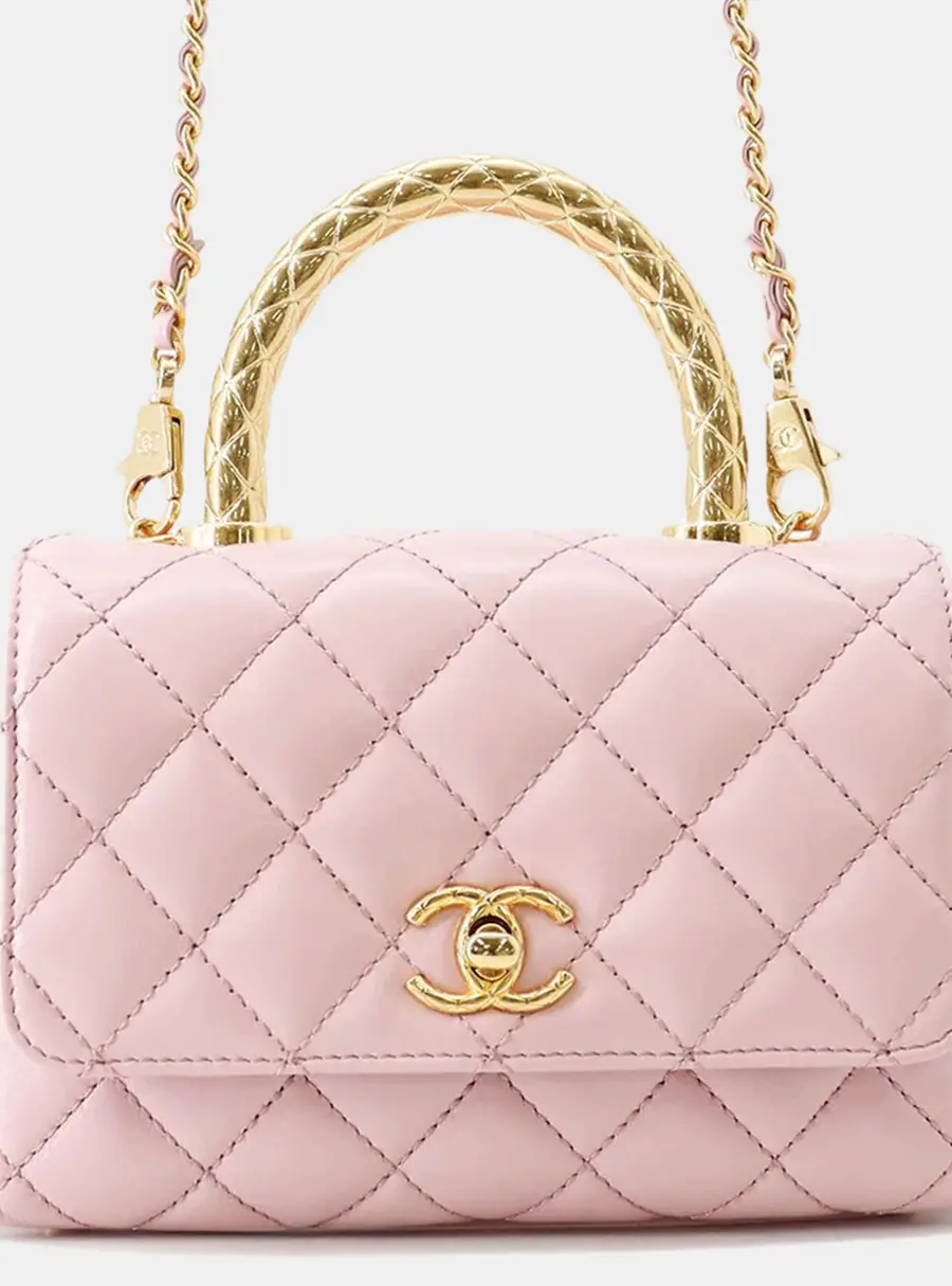Chanel Coco Handle XXS Pink Lambskin Leather Top Handle Bag