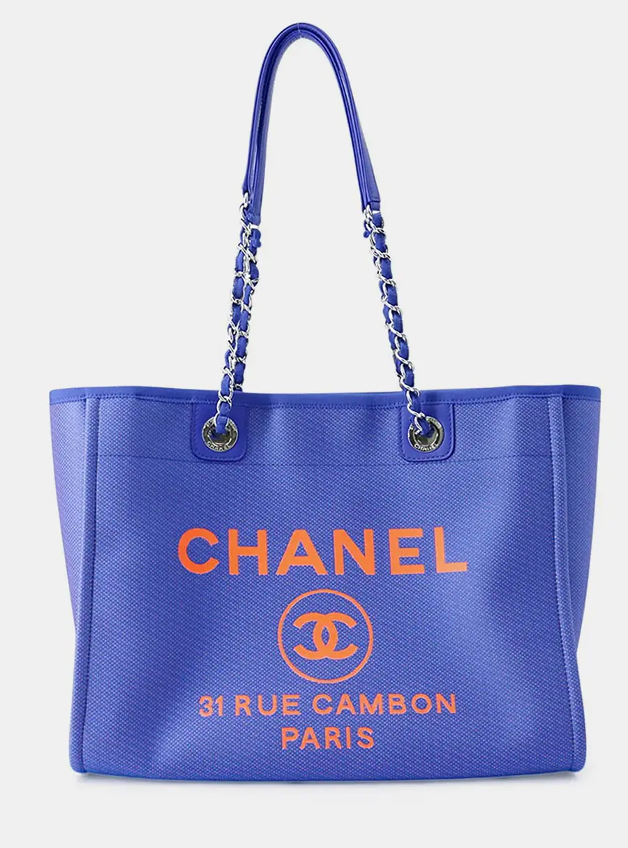 Chanel Deauville Medium Purple Canvas and Leather Tote Bag