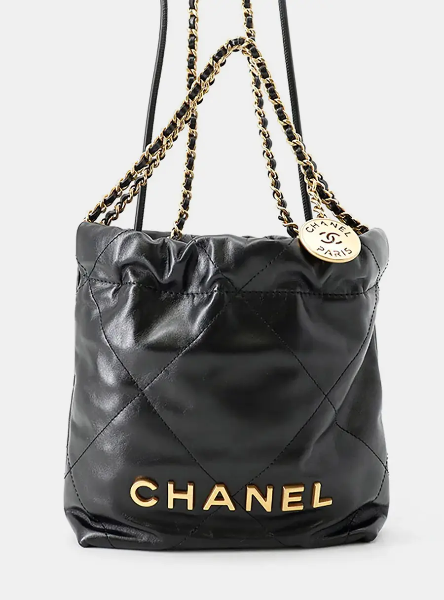 Chanel Chanel 22 Mini Black Shiny Calfskin Leather Shoulder Bag